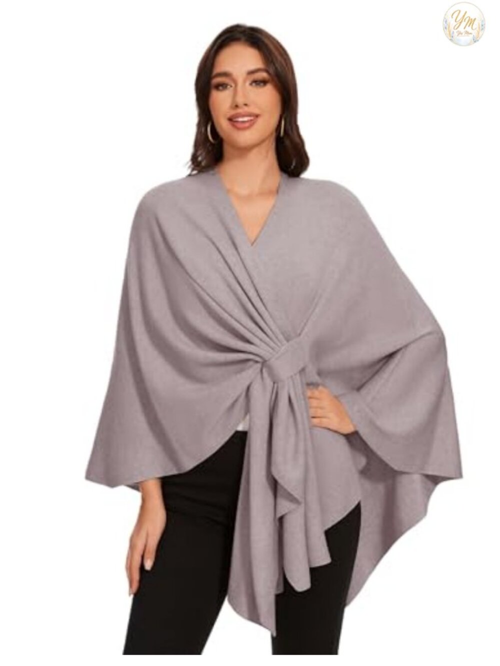 Women's Shawl Wraps Elegant Poncho Sweater Soft Knit Open Front